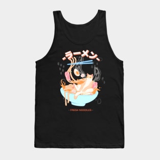 cat set on fresh noodles ramen Tank Top